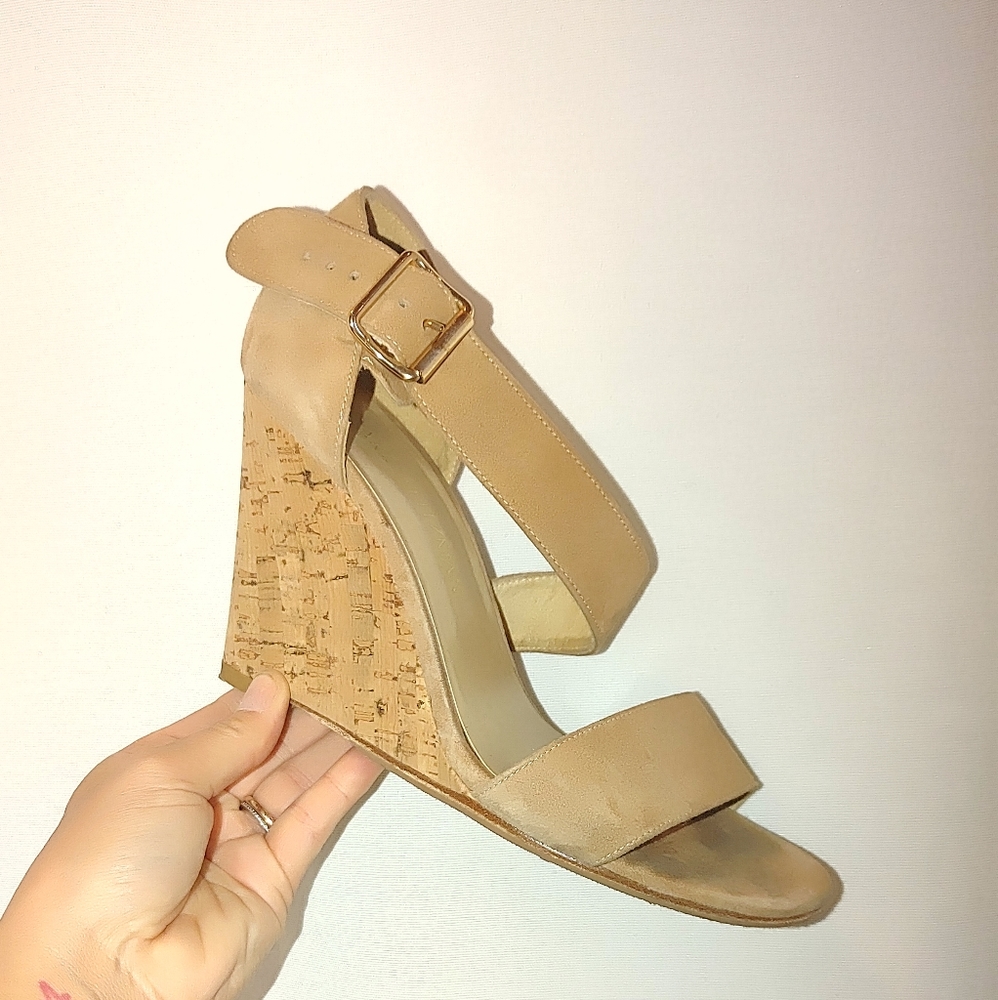 Stuart Weitzman Lineone Cork Wedge Sandal 6.5